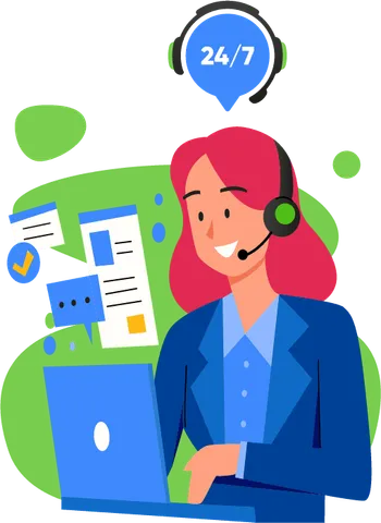 A Customer Service Representative with a headset on speaking with a customer